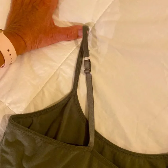 Olive Plain Cami With Bra Shelf - Picture 2 of 4